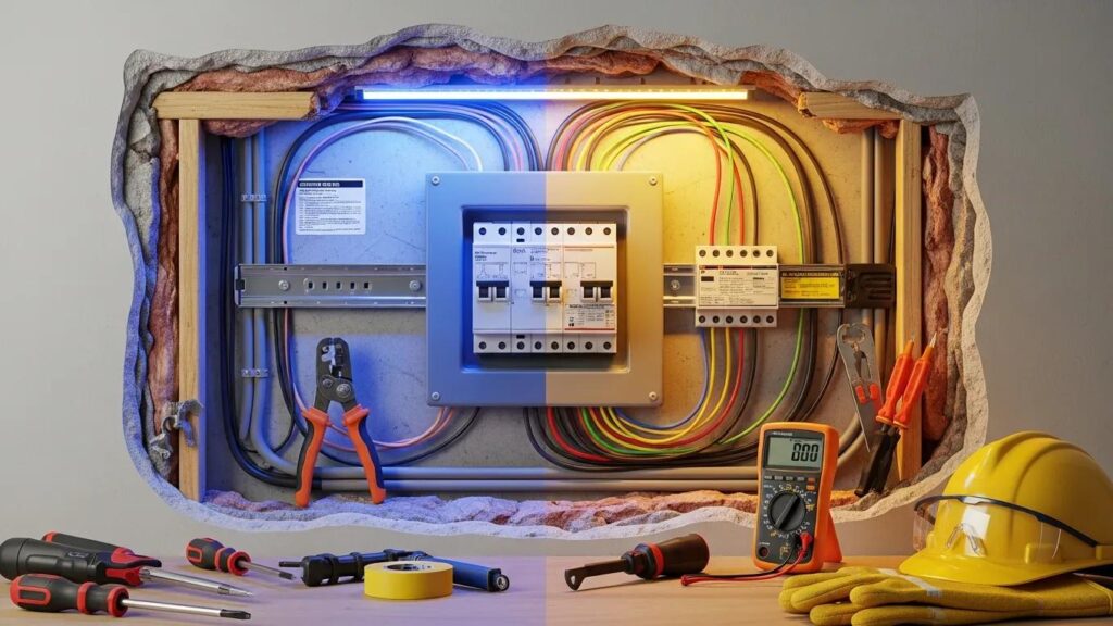 Modern home electrical system showcasing compliance and safety tools for homeowners